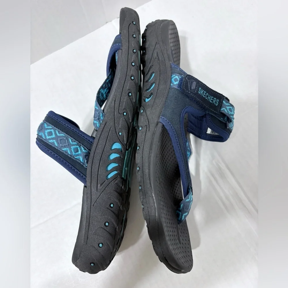Skechers Reggae Trailway  Navy and Teal Flip-Flop Summer Sandals. Woman’s 11 - Picture 4 of 11